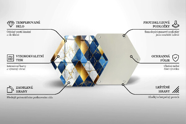 Skleněná deska do kuchyně Zlaté mramorové kosočtverce