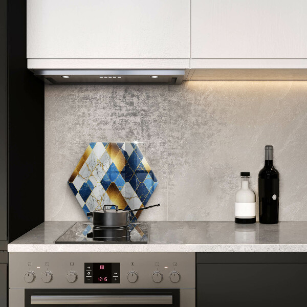 Skleněná deska do kuchyně Zlaté mramorové kosočtverce