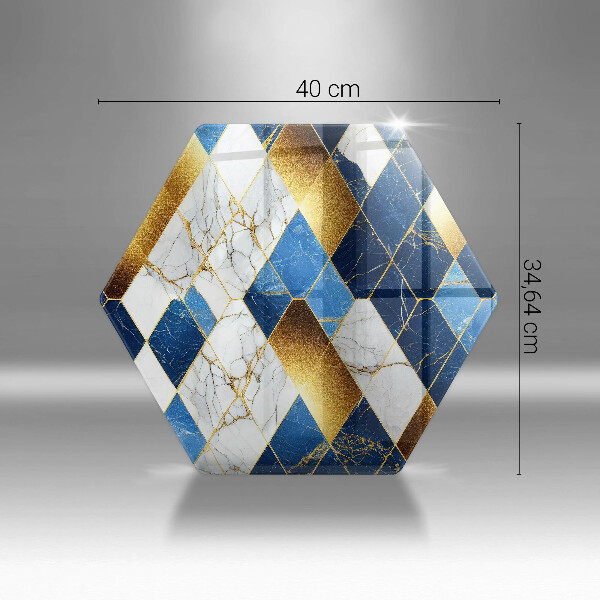 Skleněná deska do kuchyně Zlaté mramorové kosočtverce