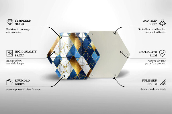 Skleněná deska do kuchyně Zlaté mramorové kosočtverce