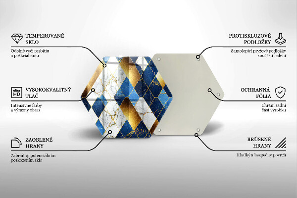 Skleněná deska do kuchyně Zlaté mramorové kosočtverce
