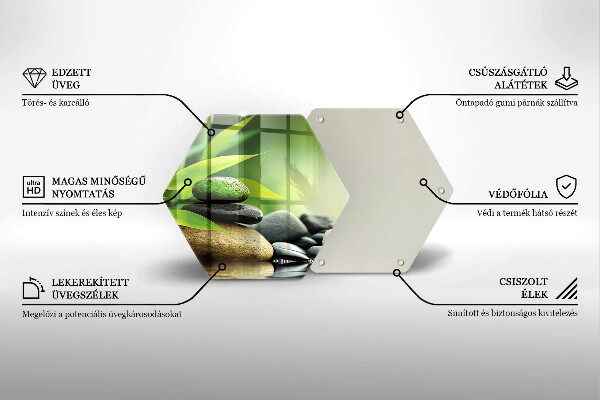 Skleněná deska do kuchyně Zen bambusové kameny