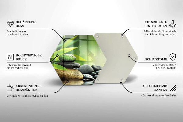 Skleněná deska do kuchyně Zen bambusové kameny