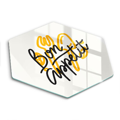 Skleněná deska do kuchyně Bon appetit nápis