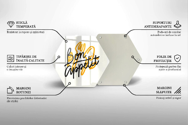 Skleněná deska do kuchyně Bon appetit nápis