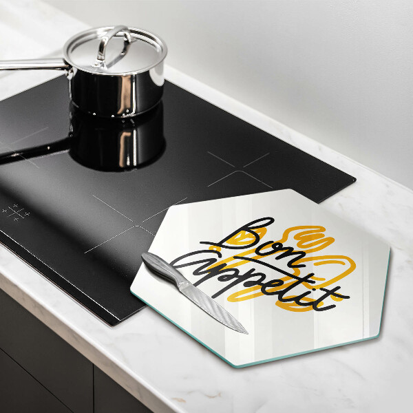 Skleněná deska do kuchyně Bon appetit nápis