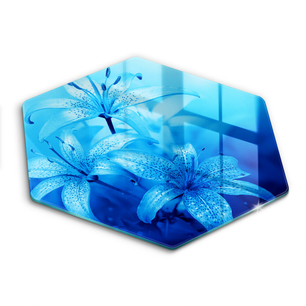 Skleněná deska do kuchyně Modré květy