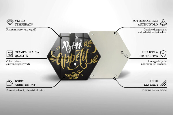 Skleněná deska do kuchyně Bon appetit nápis