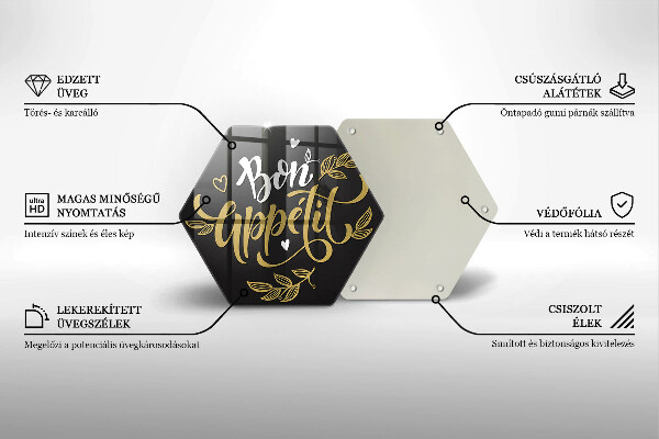 Skleněná deska do kuchyně Bon appetit nápis