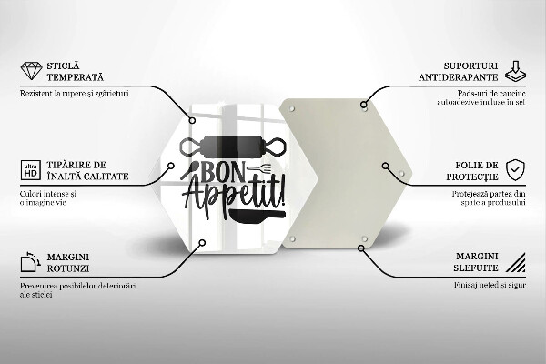 Skleněná deska do kuchyně Bon appetit nápis