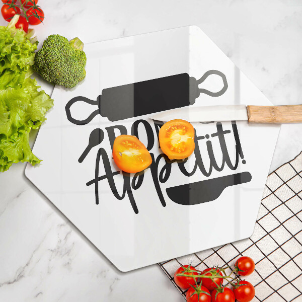 Skleněná deska do kuchyně Bon appetit nápis
