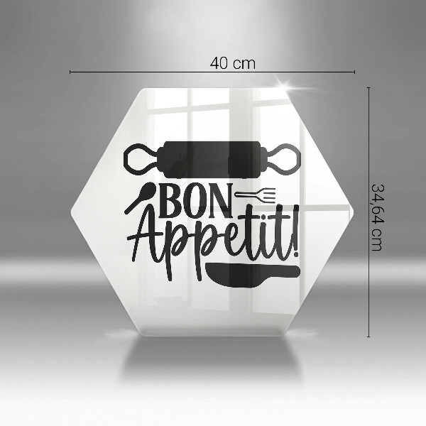 Skleněná deska do kuchyně Bon appetit nápis