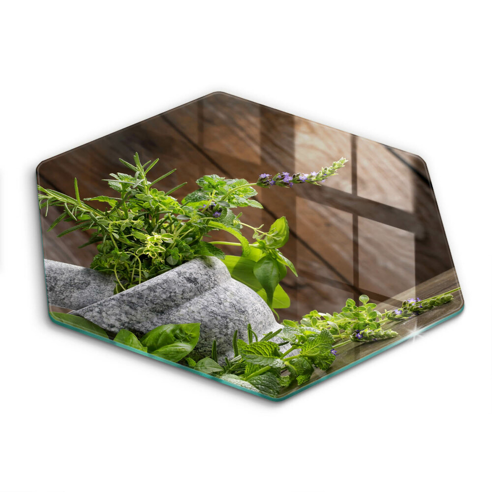 Skleněná deska do kuchyně Zelené bylinky