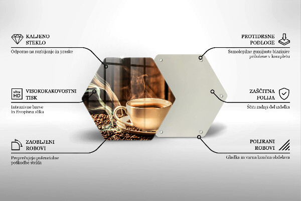 Skleněná deska do kuchyně Šálek a kávová zrna