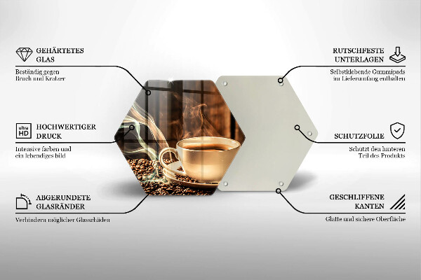 Skleněná deska do kuchyně Šálek a kávová zrna