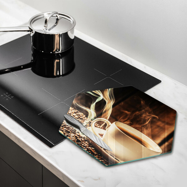 Skleněná deska do kuchyně Šálek a kávová zrna