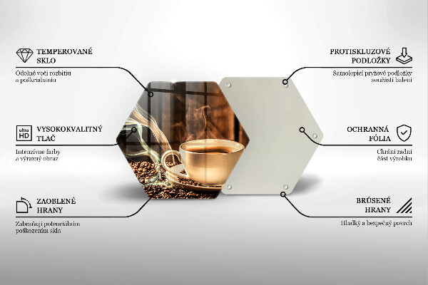 Skleněná deska do kuchyně Šálek a kávová zrna
