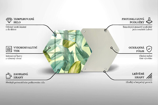 Skleněná deska do kuchyně Zelené tropické listy