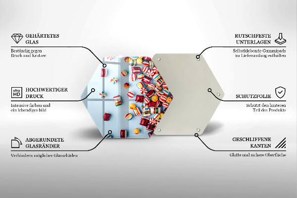 Skleněná deska do kuchyně Barevné bonbóny