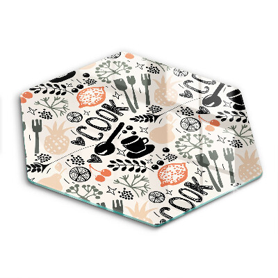 Skleněná deska do kuchyně Kreslený motiv kuchyně