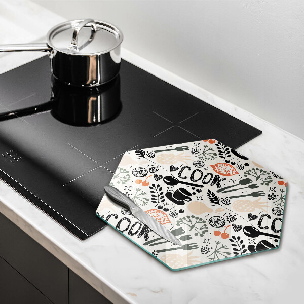 Skleněná deska do kuchyně Kreslený motiv kuchyně