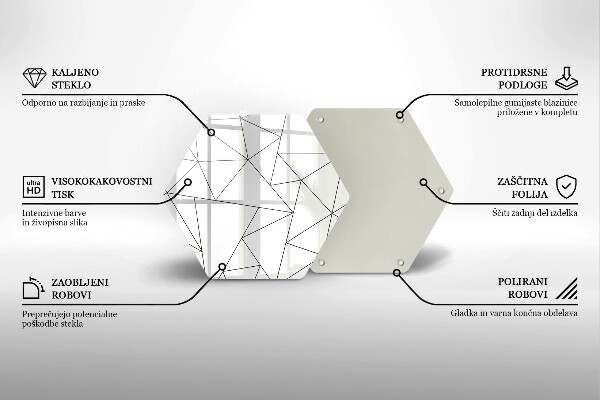 Skleněná deska do kuchyně Bílé trojúhelníky