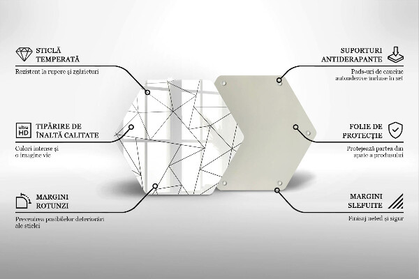 Skleněná deska do kuchyně Bílé trojúhelníky