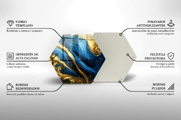 Skleněná deska do kuchyně Modrý a zlatý mramor