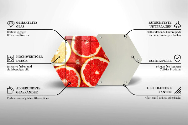 Skleněná deska do kuchyně Plátky grapefruitu