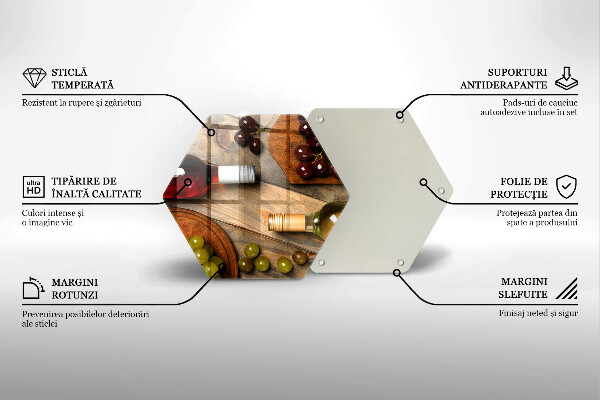 Skleněná deska do kuchyně Láhve vína a hrozny