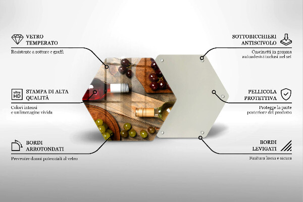 Skleněná deska do kuchyně Láhve vína a hrozny