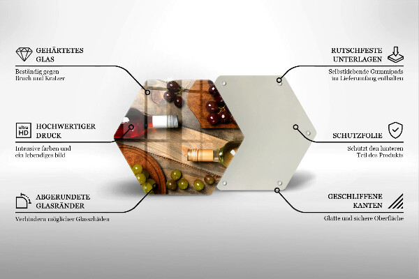 Skleněná deska do kuchyně Láhve vína a hrozny