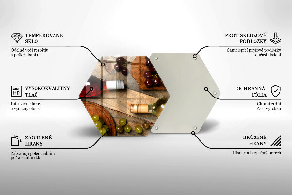 Skleněná deska do kuchyně Láhve vína a hrozny