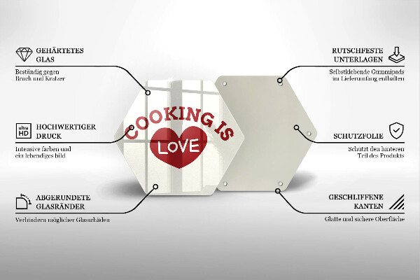Skleněná deska do kuchyně Cooking is love