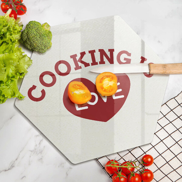 Skleněná deska do kuchyně Cooking is love