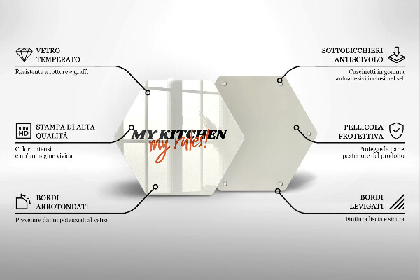 Skleněná deska do kuchyně Nápis my kitchen my rules