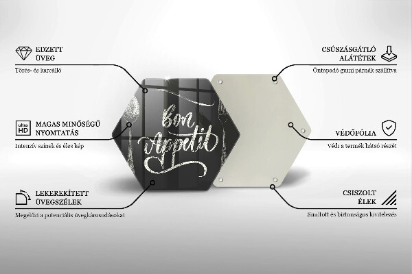 Skleněná deska do kuchyně Bon appetit nápis