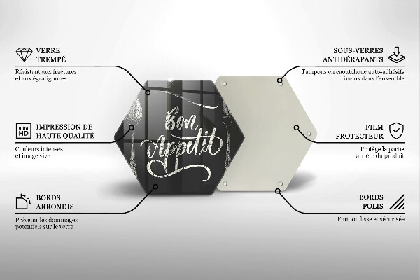 Skleněná deska do kuchyně Bon appetit nápis