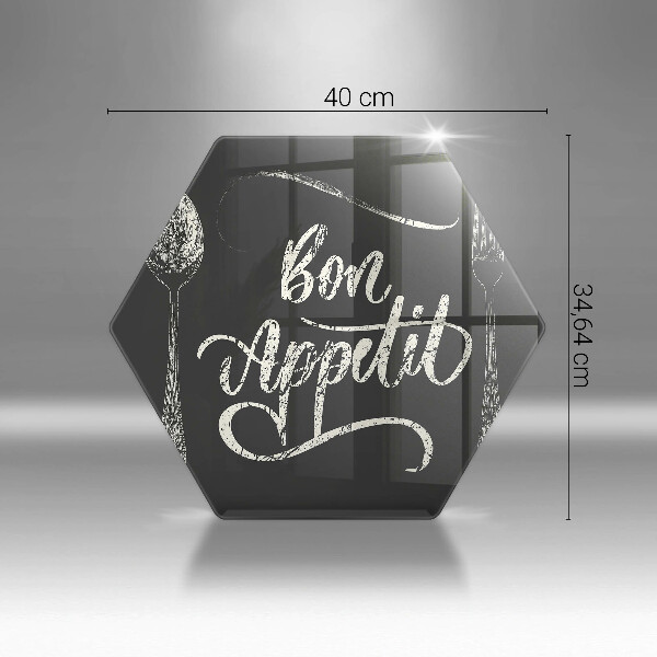 Skleněná deska do kuchyně Bon appetit nápis