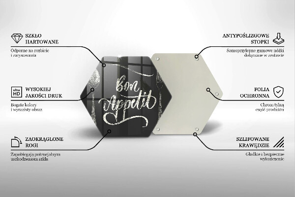 Skleněná deska do kuchyně Bon appetit nápis