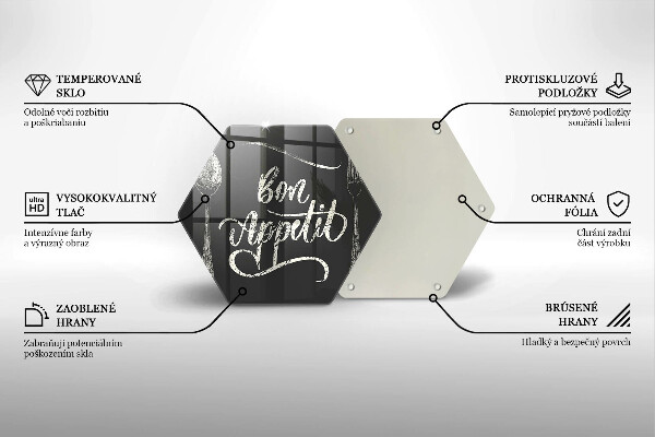 Skleněná deska do kuchyně Bon appetit nápis