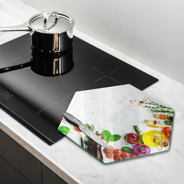 Skleněná deska do kuchyně Zelenina a koření