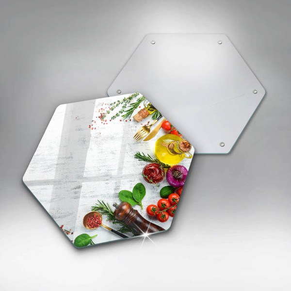 Skleněná deska do kuchyně Zelenina a koření