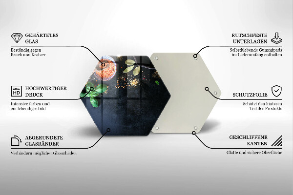 Skleněná deska do kuchyně Misky koření