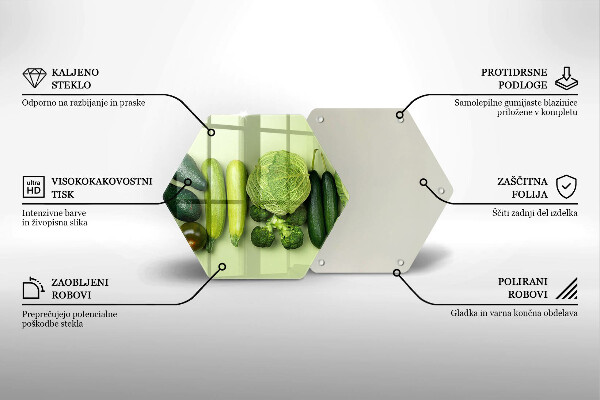 Skleněná deska do kuchyně Zelené ovoce a zelenina