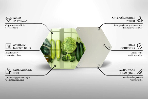 Skleněná deska do kuchyně Zelené ovoce a zelenina