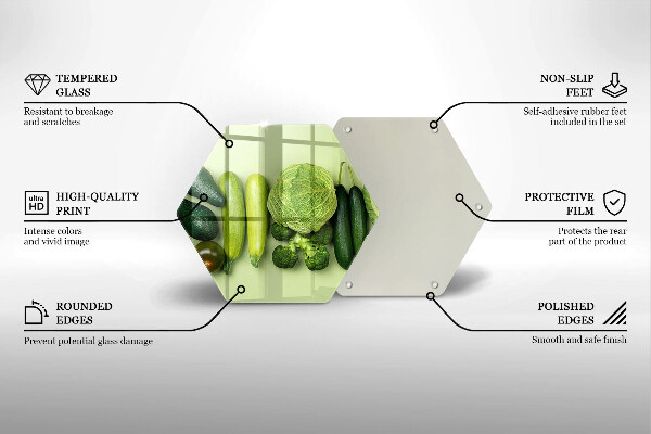 Skleněná deska do kuchyně Zelené ovoce a zelenina