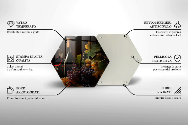 Skleněná deska do kuchyně Sklenka vína a hroznů