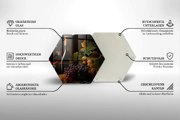 Skleněná deska do kuchyně Sklenka vína a hroznů