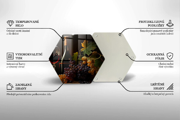 Skleněná deska do kuchyně Sklenka vína a hroznů